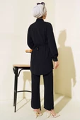 Önü Püskül Detaylı İkili Takım Siyah thumbnail 3
