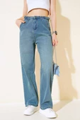 Baggy Yan Tokalı Kot Pantolon Yeşil Tint - 1