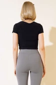 Büzgülü Kısa Kol Bluz Siyah thumbnail 3