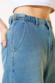 Baggy Yan Tokalı Kot Pantolon Yeşil Tint - 4