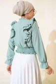 Bel Gipeli Fırfırlı Bluz Çağla Yeşili thumbnail 3