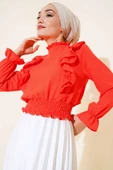 Bel Gipeli Fırfırlı Bluz Alizarin thumbnail 1