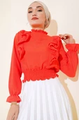 Bel Gipeli Fırfırlı Bluz Alizarin thumbnail 2