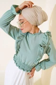 Bel Gipeli Fırfırlı Bluz Çağla Yeşili - 1