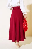Kloş Kalın Kemerli Etek Bordo thumbnail 3