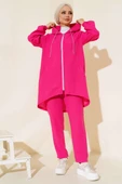 Fermuarlı Kapüşonlu Salaş İkili Takım Fuşya thumbnail 1