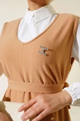 Çizgili Gömlekli Elbise Camel thumbnail 4