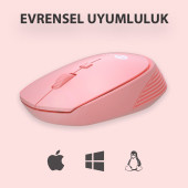Lenovo Lecoo WS202 Kablosuz 1200DPI 4 Tuşlu Optik Mouse Pembe - 3