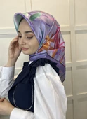 Quare Kristal Eşarp, Yaprak Desenli Kristal Rayon Eşarp 01064  LİLA - 2