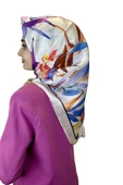Quare Kristal Eşarp, Yaprak Desenli Kristal Rayon Eşarp 01064  KIRIK BEYAZ - 1