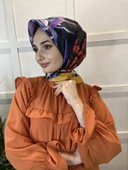 Quare Kristal Eşarp, Yaprak Desenli Kristal Rayon Eşarp 01064  KOYU SARI - 2