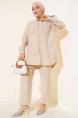 Cepleri Taşlı Tensel İkili Takım Bej thumbnail 1