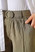 Bel Lastikli Önü Çımalı Pantolon Haki - 4