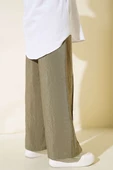 Bel Lastikli Önü Çımalı Pantolon Haki - 3
