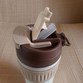 Çift Kapaklı Pipetli Yeni Seri Staınless Steel 450 ml Sıcak/soğuk Mag Bardak Termos - 3