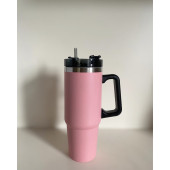 Stainless Steel Pipetli Yandan Tutmalı  0.89 Lt Seyahat Termosu - 1