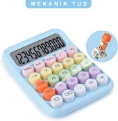 Valkyrie Renkli Çok Şirin 12 Hane Mekanik Hesap Makinası Büyük Ekranlı 4 Fonksiyonlu Ev Ofis Okul Mavi - 4