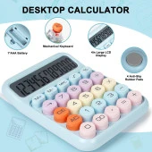 Valkyrie Renkli Çok Şirin 12 Hane Mekanik Hesap Makinası Büyük Ekranlı 4 Fonksiyonlu Ev Ofis Okul Mavi - 6