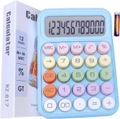 Valkyrie Renkli Çok Şirin 12 Hane Mekanik Hesap Makinası Büyük Ekranlı 4 Fonksiyonlu Ev Ofis Okul Mavi - 8