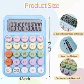 Valkyrie Renkli Çok Şirin 12 Hane Mekanik Hesap Makinası Büyük Ekranlı 4 Fonksiyonlu Ev Ofis Okul Mavi - 9