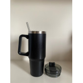 Stainless Steel Pipetli Yandan Tutmalı  0.89 Lt Seyahat Termosu - 2