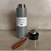 MODERN ÇİFT VAKUM YALITIMLI YANDAN DERİ TUTACAKLI SICAK/SOĞUK 450 ML GÜNLÜK, HEDİYELİK TERMOS - 2