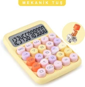 Valkyrie Renkli Çok Şirin 12 Hane Mekanik Hesap Makinası Büyük Ekranlı 4 Fonksiyonlu Ev Ofis Okul Sarı - 4