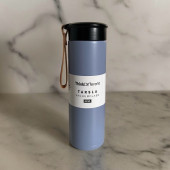 MODERN ÇİFT VAKUM YALITIMLI YANDAN DERİ TUTACAKLI SICAK/SOĞUK 450 ML GÜNLÜK, HEDİYELİK TERMOS - 1