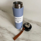 MODERN ÇİFT VAKUM YALITIMLI YANDAN DERİ TUTACAKLI SICAK/SOĞUK 450 ML GÜNLÜK, HEDİYELİK TERMOS - 4