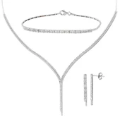 İki Sıra Beyaz Altın Su Yolu Kolye Seti thumbnail 1
