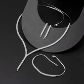 İki Sıra Beyaz Altın Su Yolu Kolye Seti thumbnail 2