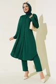 Boydan Düğmeli Tunik İkili Takım Zümrüt - 1