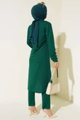 Boydan Düğmeli Tunik İkili Takım Zümrüt - 3