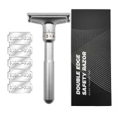 Valkyrie Metal Ayarlanabilir Manuel Geleneksel Tıraş Aleti Makinası 5 Jilet 6 Kademe Gümüş - 1