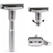 Valkyrie Metal Ayarlanabilir Manuel Geleneksel Tıraş Aleti Makinası 5 Jilet 6 Kademe Gümüş - 3