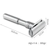 Valkyrie Metal Ayarlanabilir Manuel Geleneksel Tıraş Aleti Makinası 5 Jilet 6 Kademe Gümüş - 4