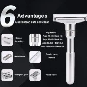 Valkyrie Metal Ayarlanabilir Manuel Geleneksel Tıraş Aleti Makinası 5 Jilet 6 Kademe Gümüş - 7