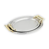 Schafer Ela 2 li Oval Çay Tepsisi Kare kulplu - 2