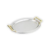 Schafer Ela 2 li Oval Çay Tepsisi-Platin02 - 4