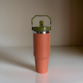 Charcoal Flip Straw Çift Duvar Yalıtımlı Paslanmaz Çelik  0.89 Lt  Pipetli Termos - 1