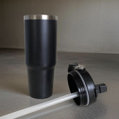 Charcoal Flip Straw Çift Duvar Yalıtımlı Paslanmaz Çelik  0.89 Lt  Pipetli Termos - 4