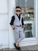 Uğurböceğiçocuk Vildan Yelekli 3'Parça Erkek Çocuk Takım - 4
