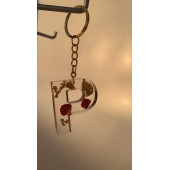 P Harfi Şeffaf Epoksi Gerçek Kurutulmuş Gül Yaprağı Gold Varak Halka Anahtarlık El Yapımı Hediyelik - 1