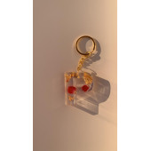 P Harfi Şeffaf Epoksi Gerçek Kurutulmuş Gül Yaprağı Gold Varak Halka Anahtarlık El Yapımı Hediyelik - 4