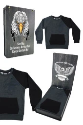 Beşiktaş Orijinal Lisanslı Kartal Baskılı Çocuk Sweat Hediyelik Ahşap Kutulu - 1