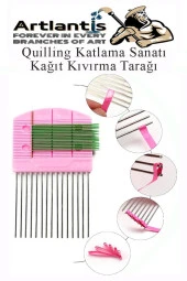 Quiling Tarağı 1 Adet Quling Kağıt Şekillendirme Tarağı Plastik Sap Metal Uç 8x15 cm - 2