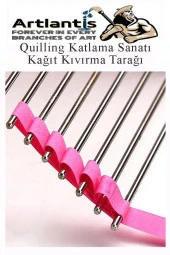 Quiling Tarağı 1 Adet Quling Kağıt Şekillendirme Tarağı Plastik Sap Metal Uç 8x15 cm - 4