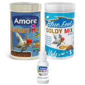 Japon Balığı Yem Seti Amore Goldy Mix 250ml, Bluefeel 250ml Kutu, Vitamin - 1