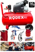 STAXX Yüksek Performans %100 Bakır Sargılı Orjinal RODEX Serisi 50Lt 2HP Hızlı Dolum Hava Kompresör - 3