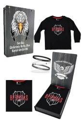 Beşiktaş Orijinal Lisanslı Siyah Çocuk Sweat + Bileklik Set Hediyelik Ahşap Kutulu thumbnail 1